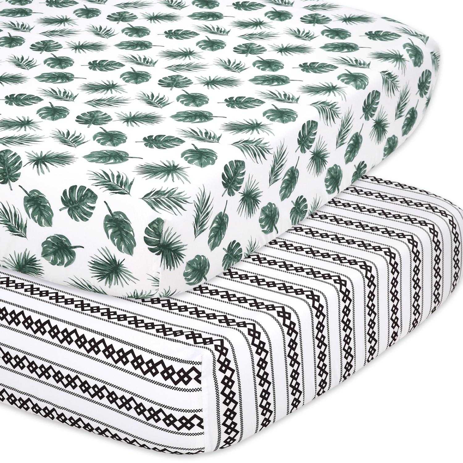 Leaf n Stripe 2-Pack Fitted Crib Sheet Set