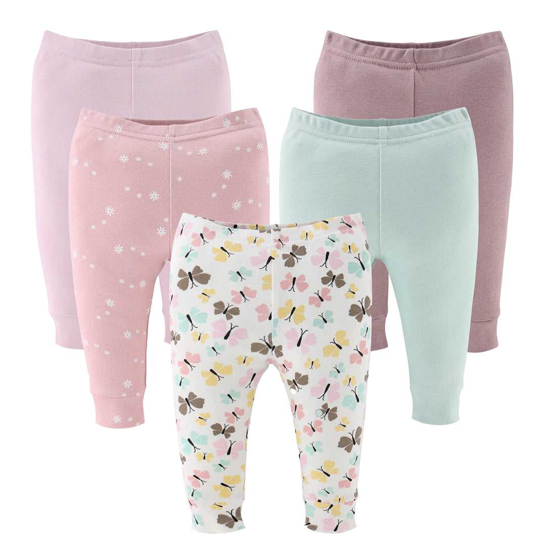 Butterfly Kisses Baby Pants, 5-Pack, Newborn to 24 Months