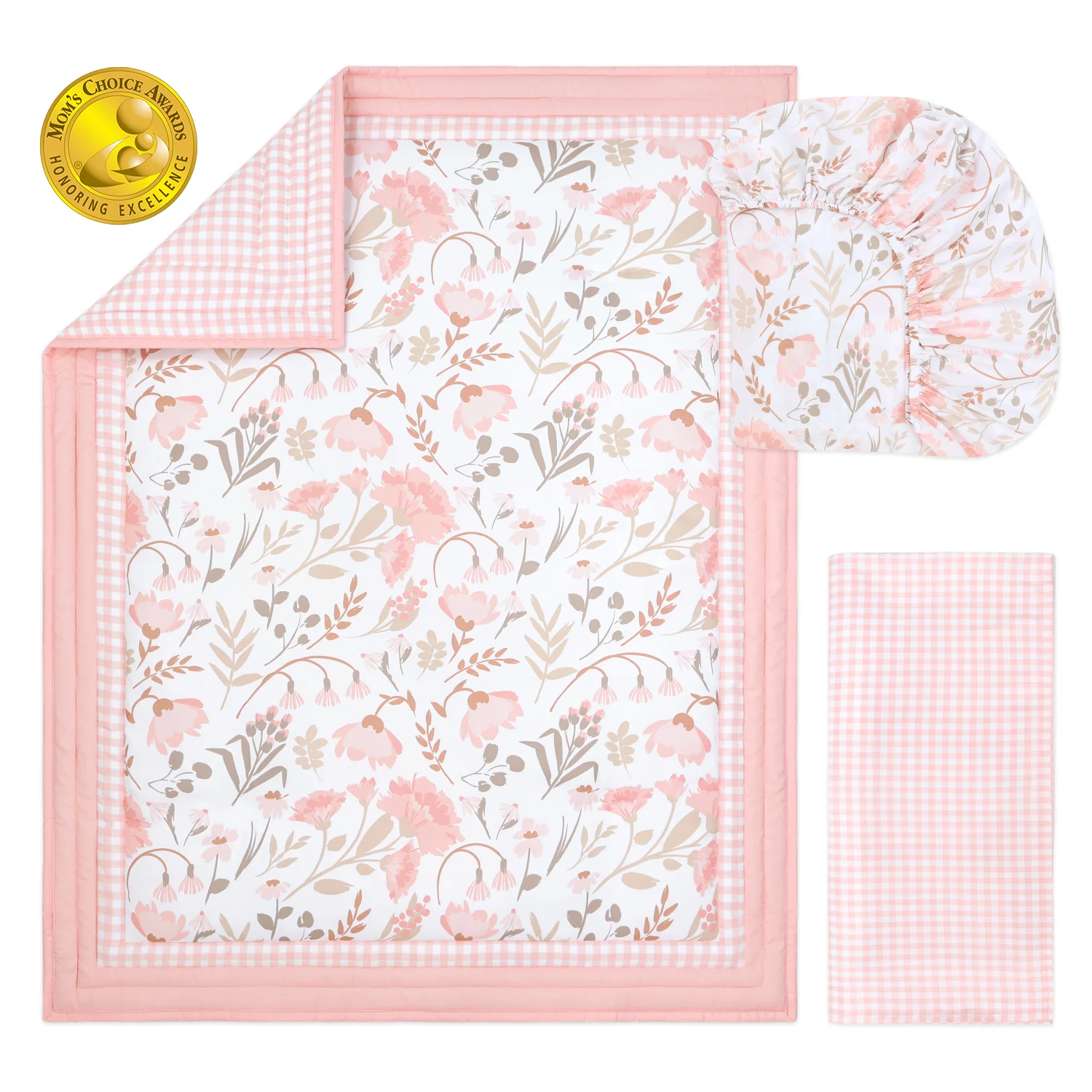 Whimsical Floral 3 Piece Crib Bedding Set for Girls - Image 2