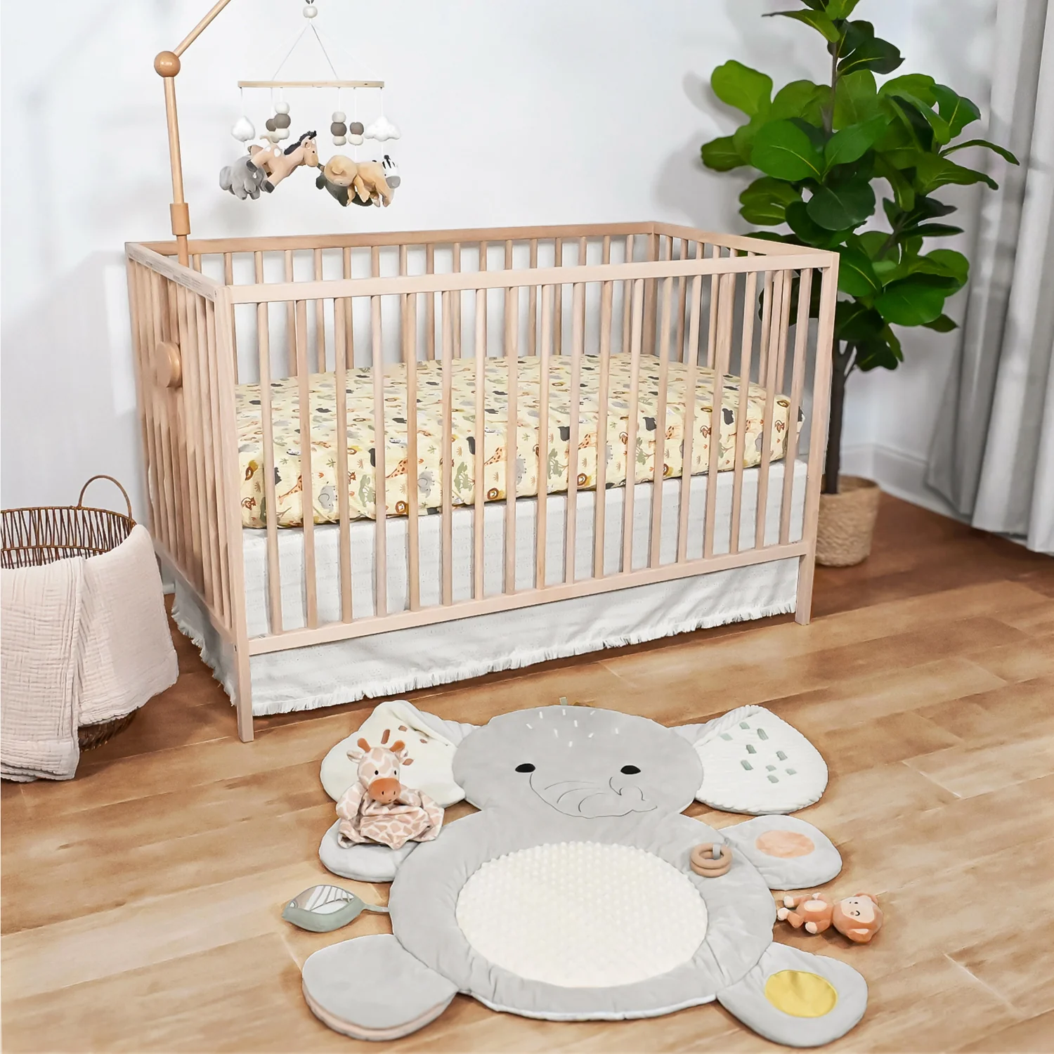 Elephant 4-Piece Tummy Time Mat and Security Blanket Crib Bedding Set